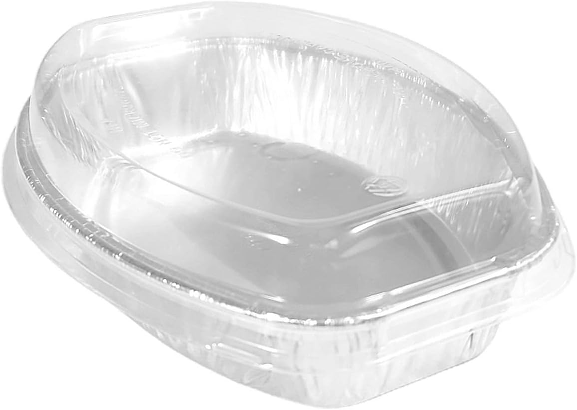 Handi-Foil 8" x 5" Mini-Oval Casserole Pan With Clear Dome Lids 50/PK