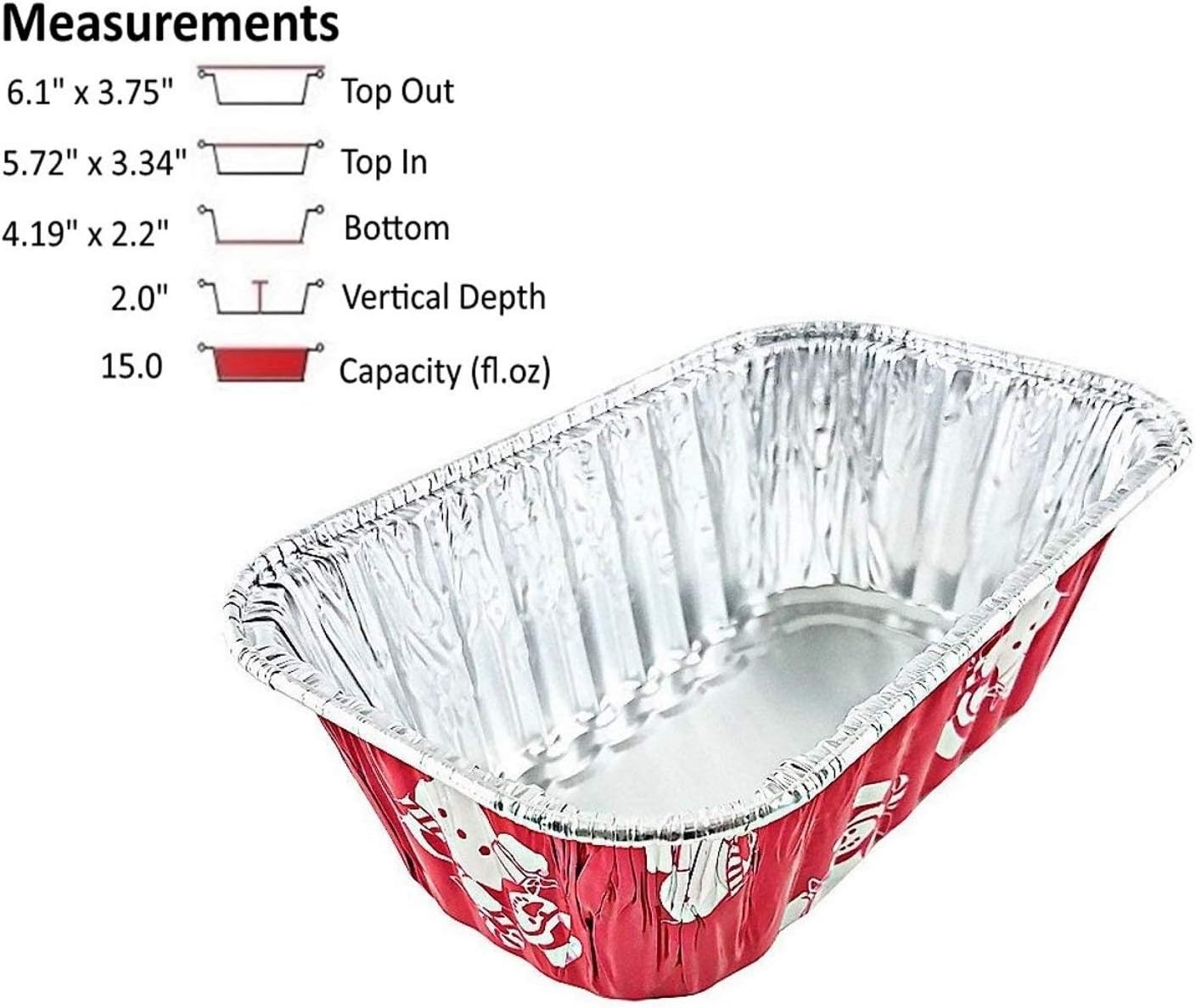 Pactogo 1 lb. Red Aluminum Foil Holiday Mini-Loaf Snowflake Pan w/Clear Low Dome Lid 12/PK