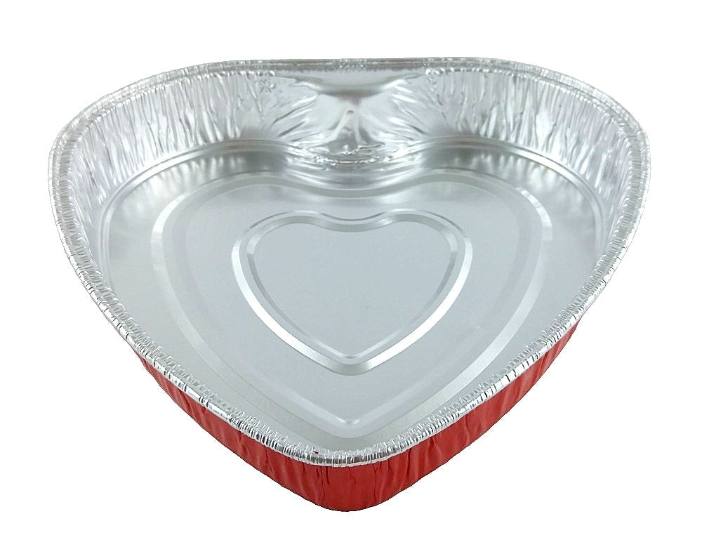 Handi-Foil Red Aluminum Foil Heart Cake Pan w/Clear Dome Lid 100/CS