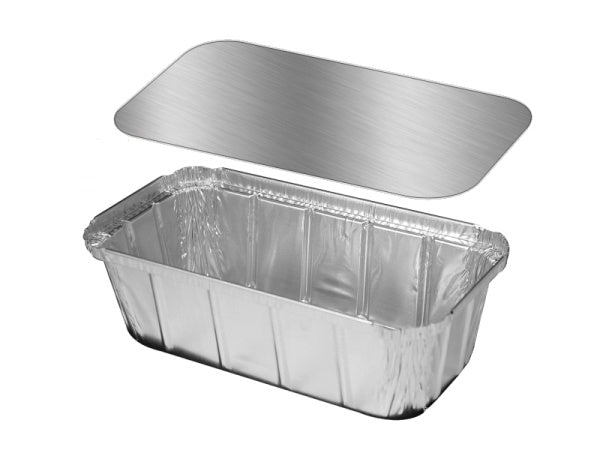 Handi-Foil 1 1/2 lb. Aluminum Foil Loaf Pan IVC w/Board Lid 500/CS