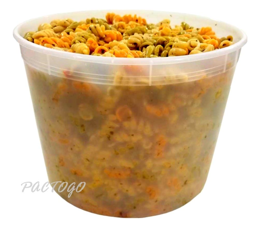 128 oz. Round Microwaveable Deli Container/Tub (Clear) w/Lid 15/PK