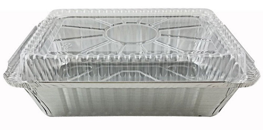 2 1/4 lb. Oblong Take-Out Foil Pan w/Dome Lid Combo Pack 250/CS