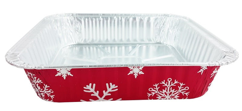 Durable 9" Square Holiday Foil Cake Pan With Dome Lid 50/CS