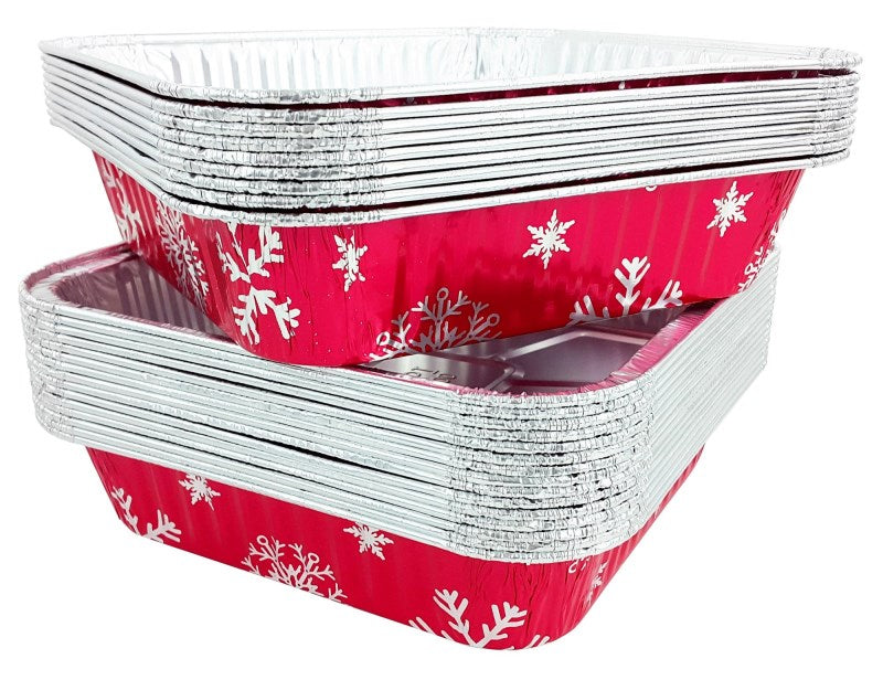 Durable Square Holiday Foil Cake Pan With Dome Lid 100/CS