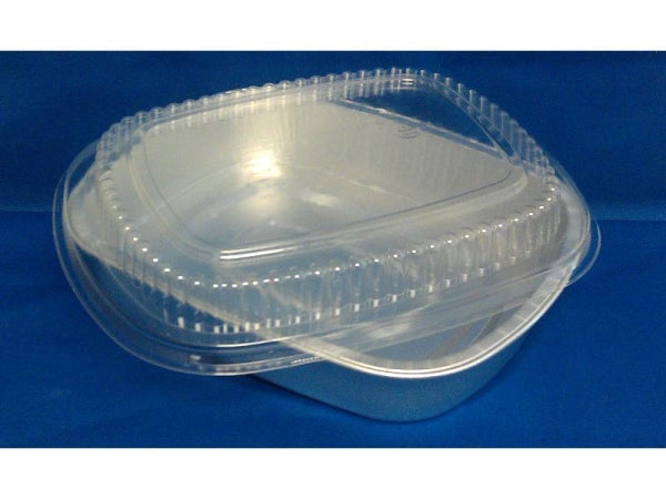 4 lb. Large Silver Series Entrée Foil Pan w/Clear Dome Lid 50/CS