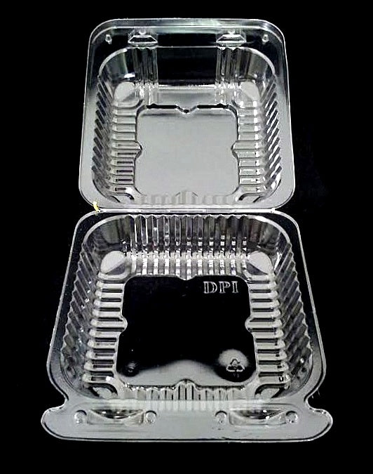 Duralock 5" x 5" x 3.25" Square Deep Clear Hinged Container 500/CS
