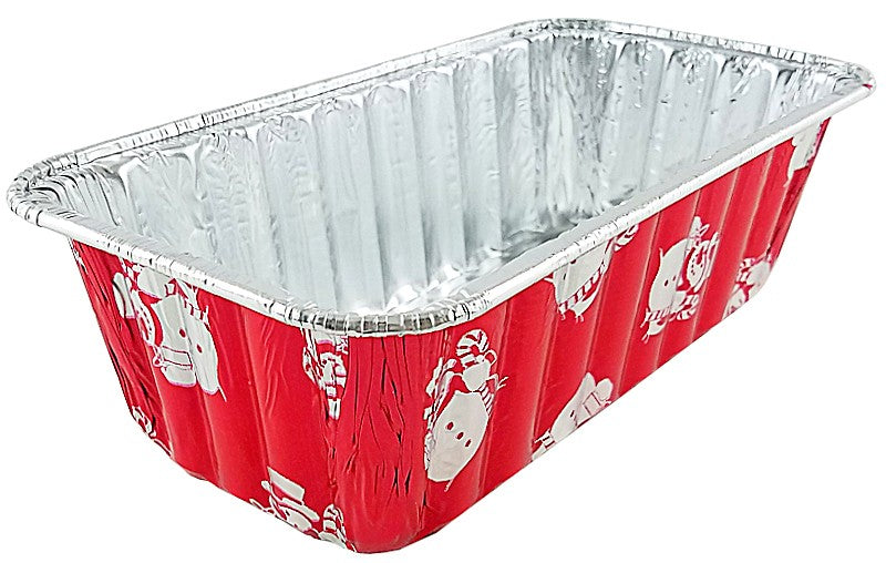 Handi-Foil 2 lb. Red Holiday Snowman Loaf Bread Pan w/Low Dome Lid 50/PK
