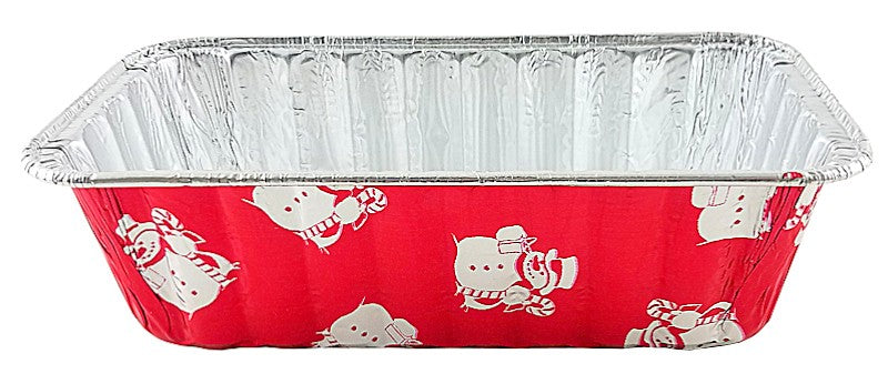 Handi-Foil 2 lb. Red Holiday Snowman Loaf Bread Pan (NO LIDS) 50/PK