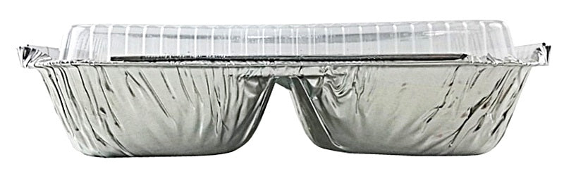 3 Compartment Oblong Foil Pan w/Clear Dome Lid 50/PK