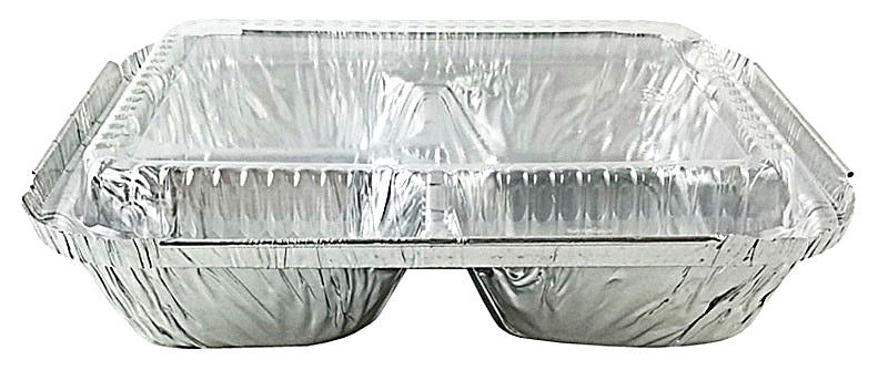 3 Compartment Oblong Take-Out Foil Pan w/Dome Lid Combo Pack 250/CS