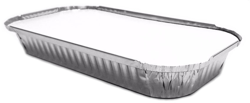 3 lb. Oblong Entrée Take-Out Foil Pan w/Board Lid Combo Pack 100/CS