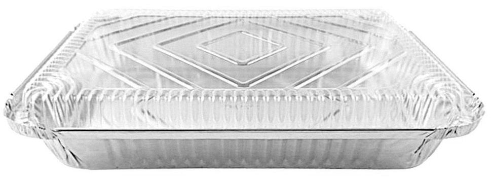 4 lb. Oblong Shallow Entrée Foil Take-Out Pan w/Dome Lid