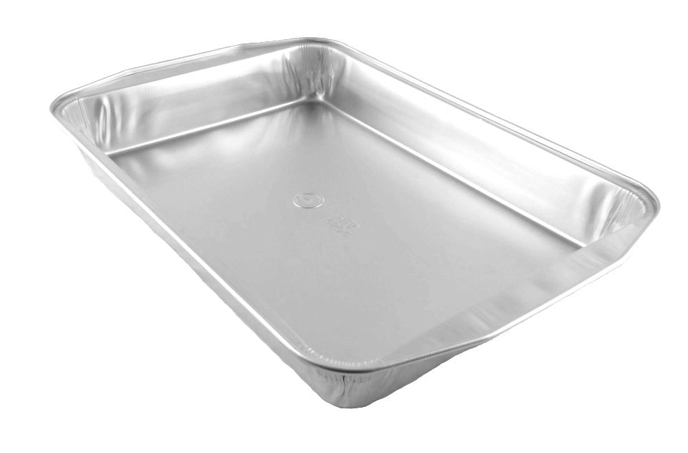 Extra-Large 7 lb. Rectangular Silver Entrée Foil Pan w/Clear Dome Lid 25/CS