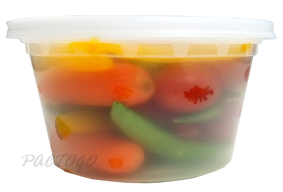 12 oz. Round Microwaveable Deli Container Combo Set (Clear) 48/PK
