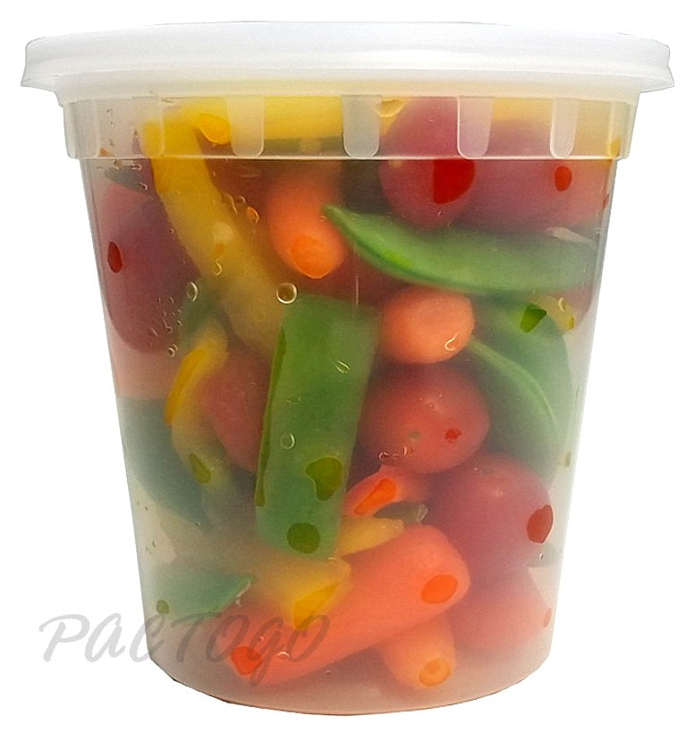 24 oz. Round Microwaveable Deli Container Combo Pack (Clear) 240/CS