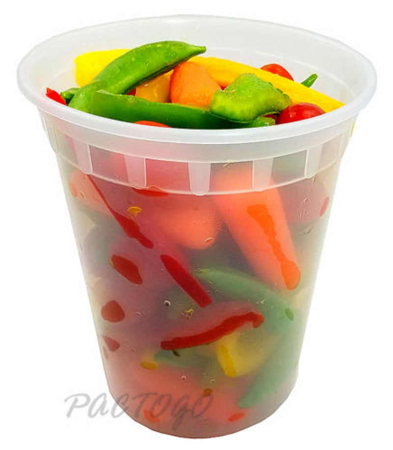 32 oz. Round Microwaveable Deli Container Combo Set (Clear) 48/PK