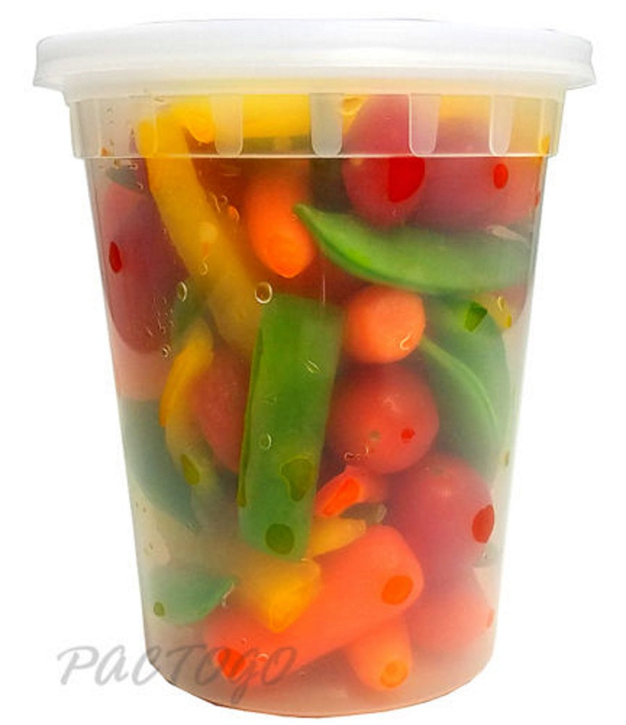32 oz. Round Microwaveable Deli Container Combo Pack (Clear) 240/CS