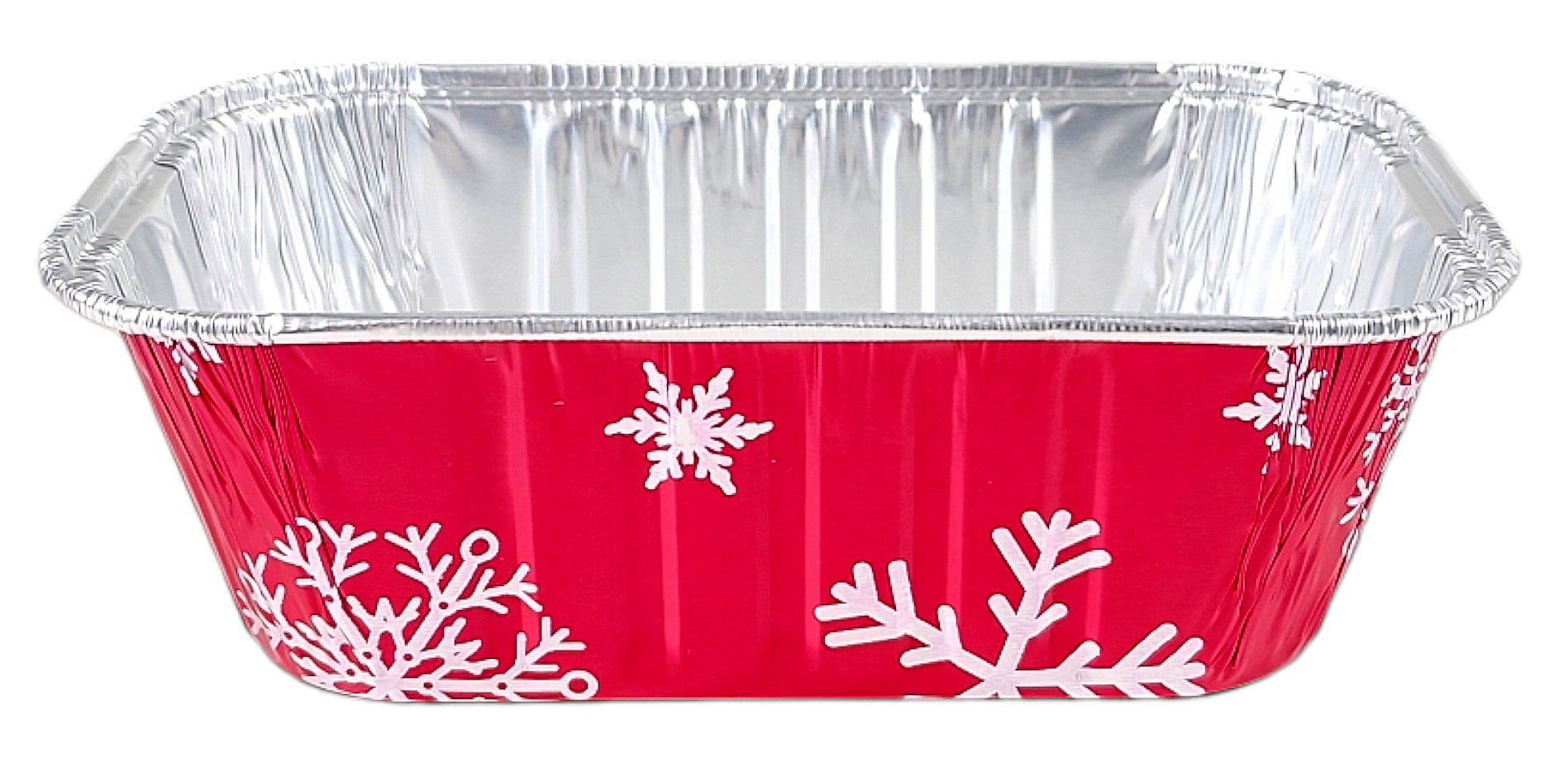 Pactogo 1 lb. Red Aluminum Foil Holiday Mini-Loaf Snowflake Pan w/Clea –