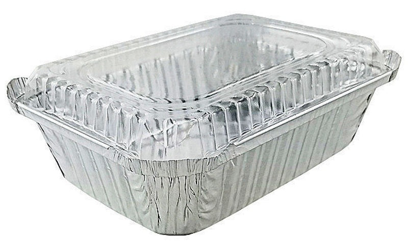 1½ lb. Shallow Carry Out Foil Pan with Plastic Lid - Case of 500 - #230P