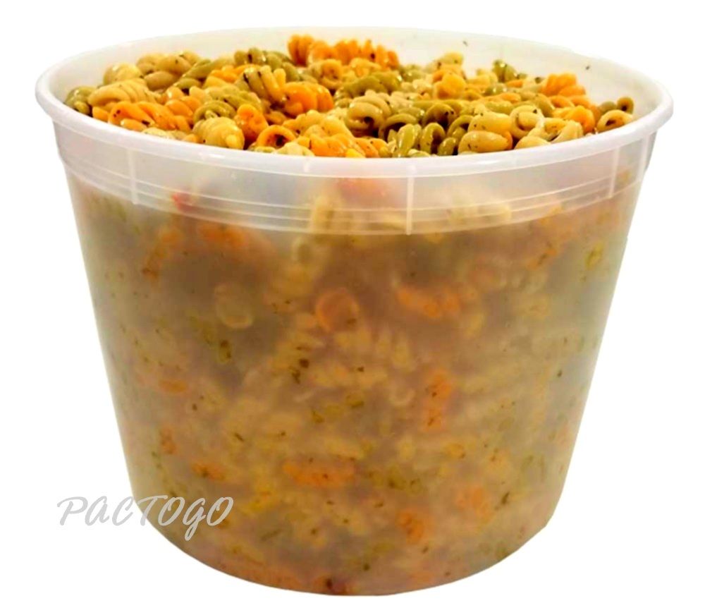 128 oz. Round Microwaveable Deli Container/Tub (Clear) w/Lid 15/PK –