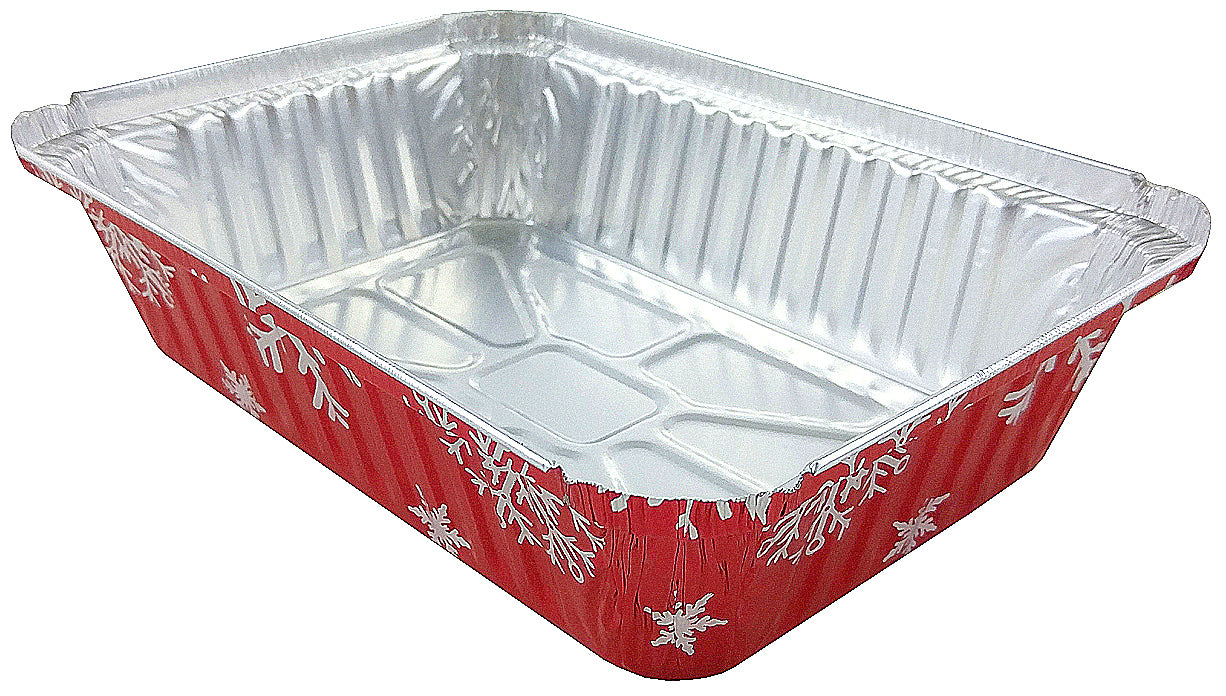 Durable 2 1/4 lb. Oblong Holiday Foil Pan With Dome Lid 100/CS