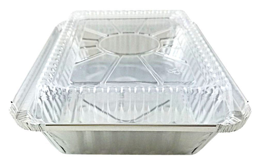 2 1/4 lb. Oblong Black & Gold Aluminum Foil Pans Take Out Heavy Duty  Containers W/Clear Dome Lids 500/CS