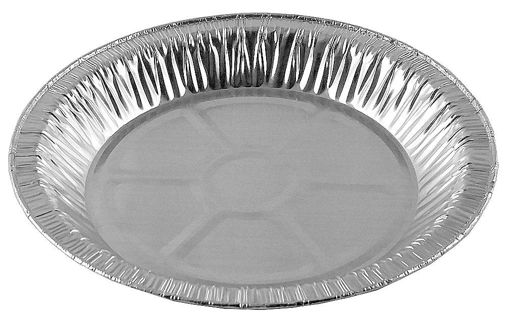 9" Foil Pie Pan 1-5/16" Deep w/Clear Dome Clamshell Container Combo 50/PK