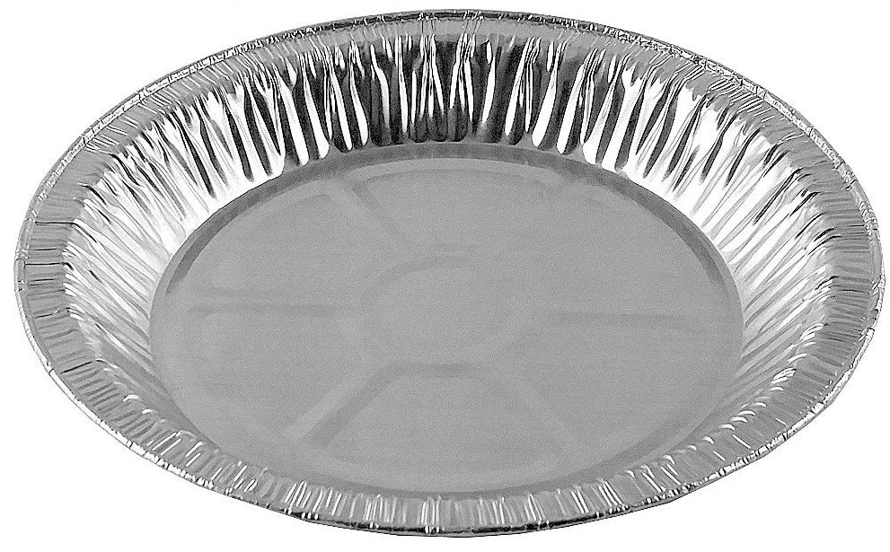 9" Foil Pie Pan 1" Deep w/Clear Low Dome Clamshell Container Combo 50/PK