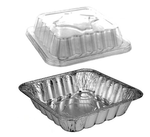 Stock Your Home Disposable Aluminum Mini Loaf Pans with Lids, 1 lb (30  Pack) New & Improved Plastic Dome Lid Foil Baking Tins, Tin Pans for Cake