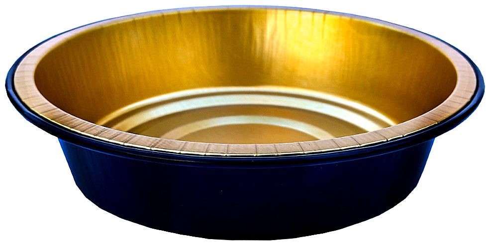 Handi-Foil 7" Round Black and Gold Foil Pan w/Clear Dome Lid 50/CS