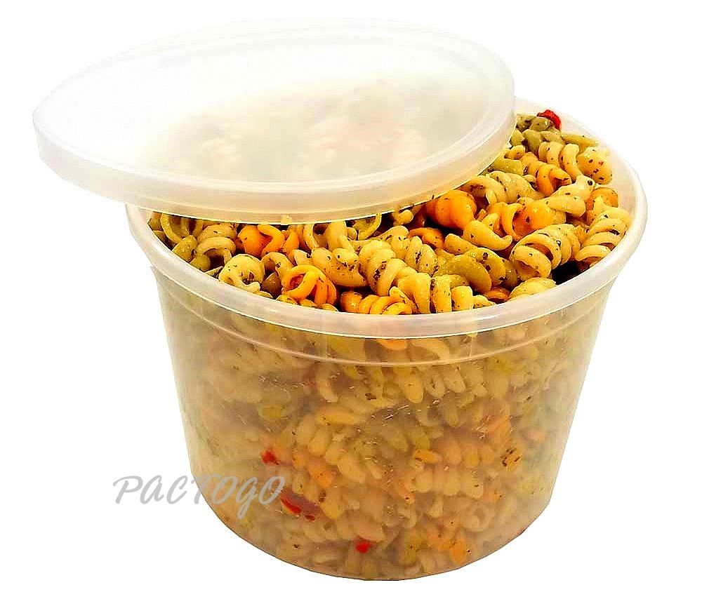 16 oz Round Deli Food/Soup Storage Containers w/ Lids Microwavable Clear  Plastic