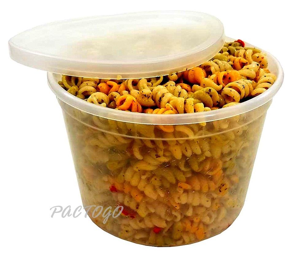 64 oz. Round Plastic Food Storage Soup Deli Container/Tub (Clear