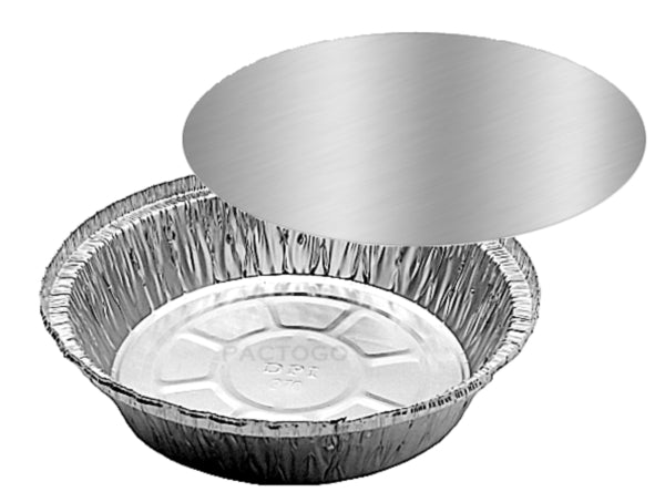 7" Round Foil Take-Out Pan w/Board Lid Combo Pack 50/PK