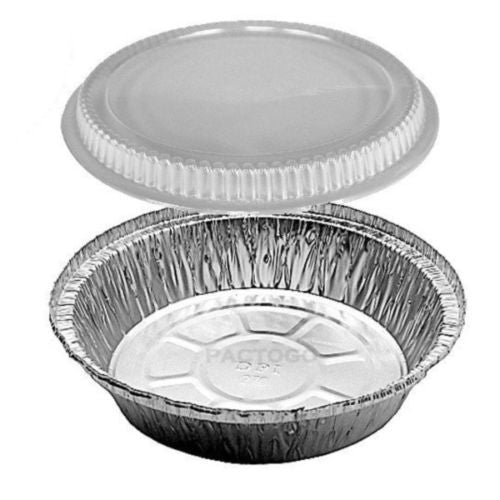 7" Round Foil Take-Out Pan w/Dome Lid Combo Pack 50/PK