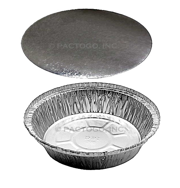 7" Round Foil Take-Out Pan w/Board Lid Combo Pack 200/CS