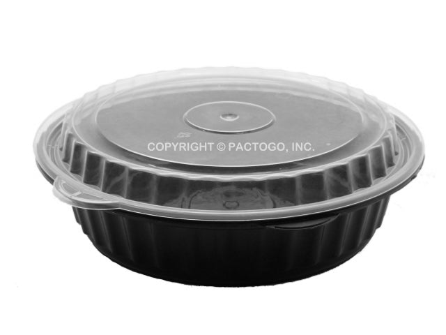 24 oz. Round Black  7" Container With Lid Combo 50/PK
