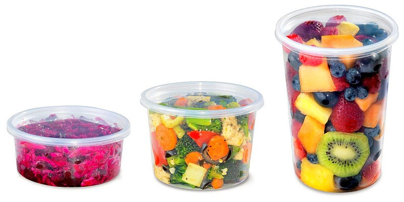 8 oz. 16 oz. 32 oz. Round Microwaveable Deli Container Combo Set (Clea –