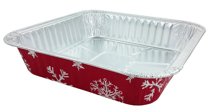 PACTOGO Red Holiday Christmas Square Cake Aluminum Foil Pan w/Clear Dome  Lid Disposable Baking Tins (Pack of 25 Sets)