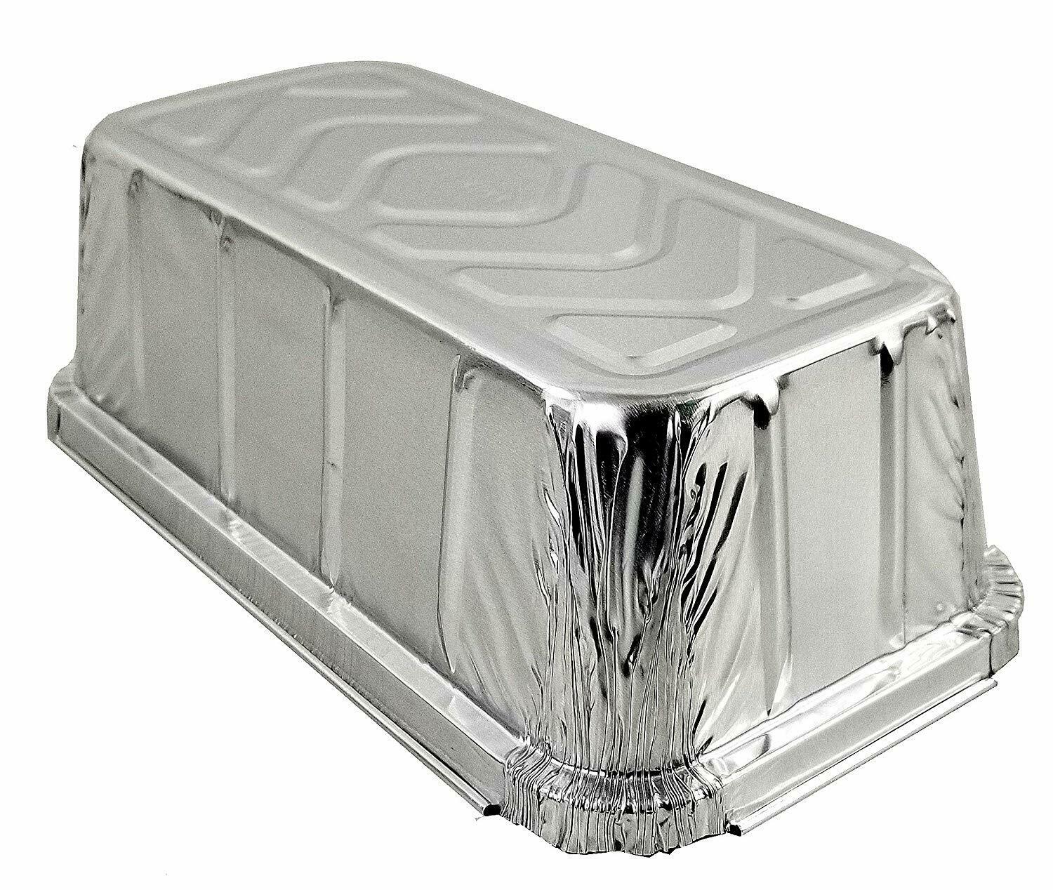 Stock Your Home Small Aluminum Pans Take Out Containers (50 Pack) 50 Foil Oblong Pans and 50 Cardboard Lids - 1 lb Tin Pans - Disposable Food Storage