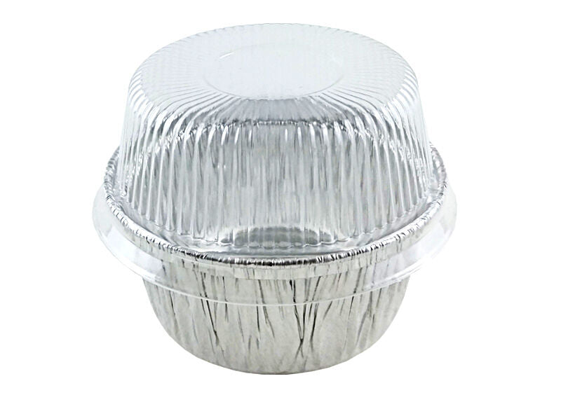 HFA 4 oz. Aluminum Foil Utility Cup w/Clear High Dome Lid 100/PK