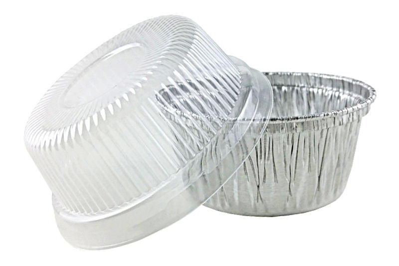 Handi-Foil 3.5 oz. Aluminum Foil Utility Cup w/Clear Plastic Lid 100/PK