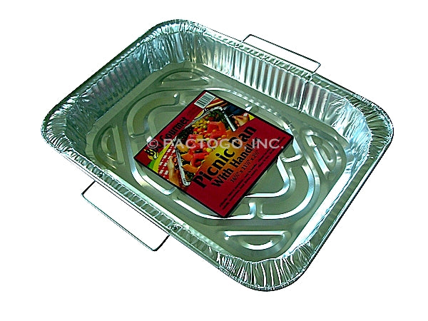 BBQ Picnic Roaster Foil Pan w/ Handles 12/CS