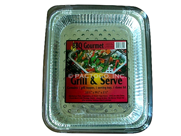 Grill N Serve BBQ Foil Topper Pan w/Clear Lid 6/CS