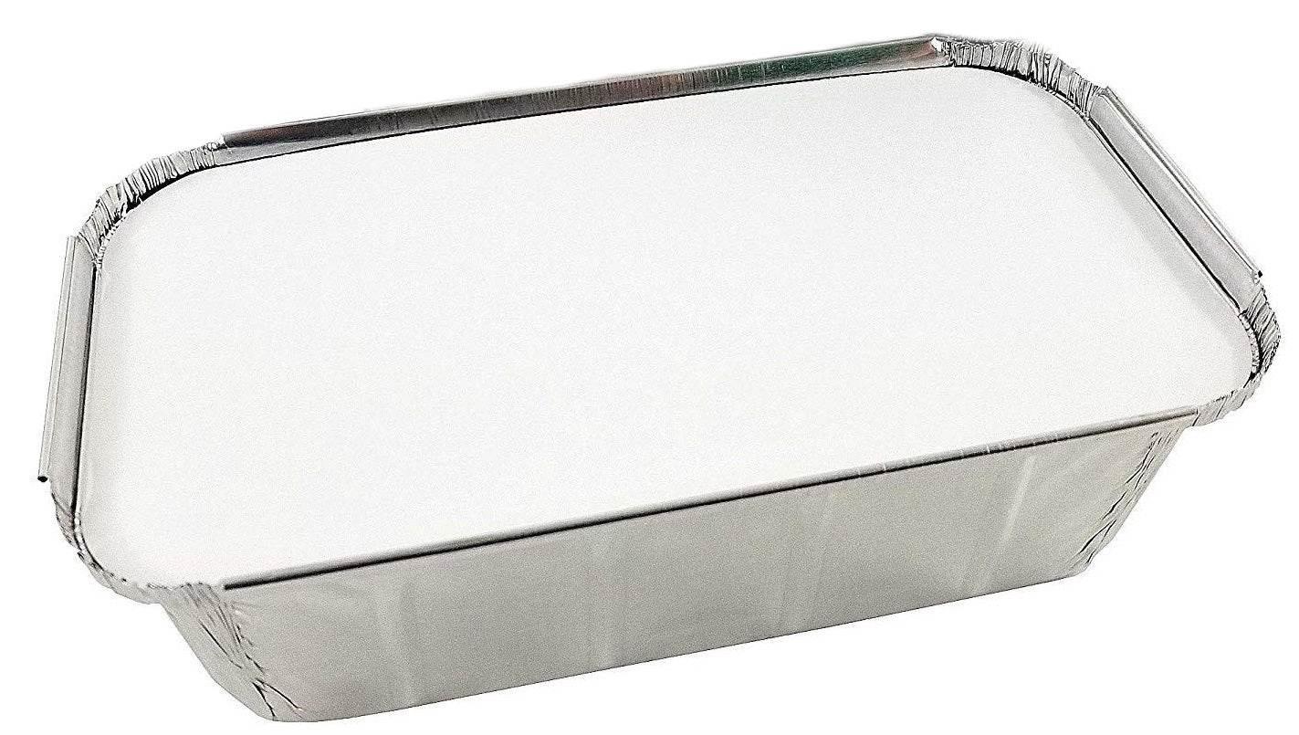 Handi-Foil 1 1/2 lb. Aluminum Foil Loaf Pan IVC w/Board Lid 50/PK – Foil- Pans.com