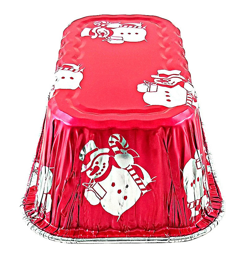 Handi-Foil 1 lb. Red Holiday Mini-Loaf Snowman Pan (NO LIDS) 200/CS