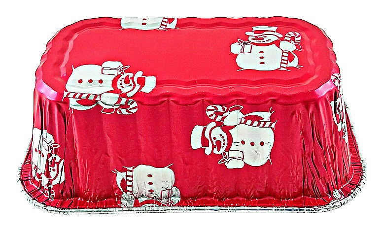 Pactogo 1 lb. Red Aluminum Foil Holiday Mini-Loaf Snowflake Pan