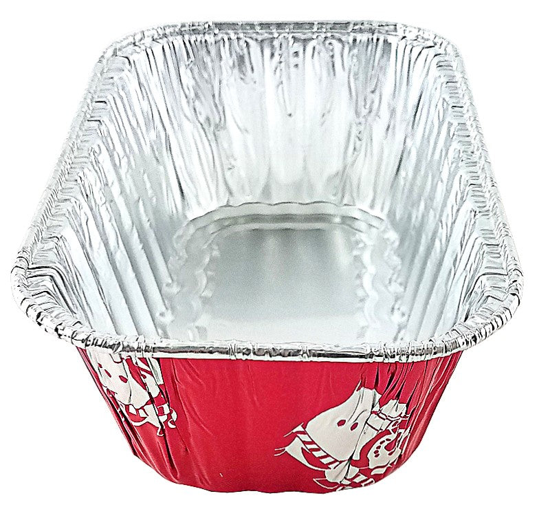 Pactogo 1 lb. Red Aluminum Foil Holiday Mini-Loaf Snowflake Pan w