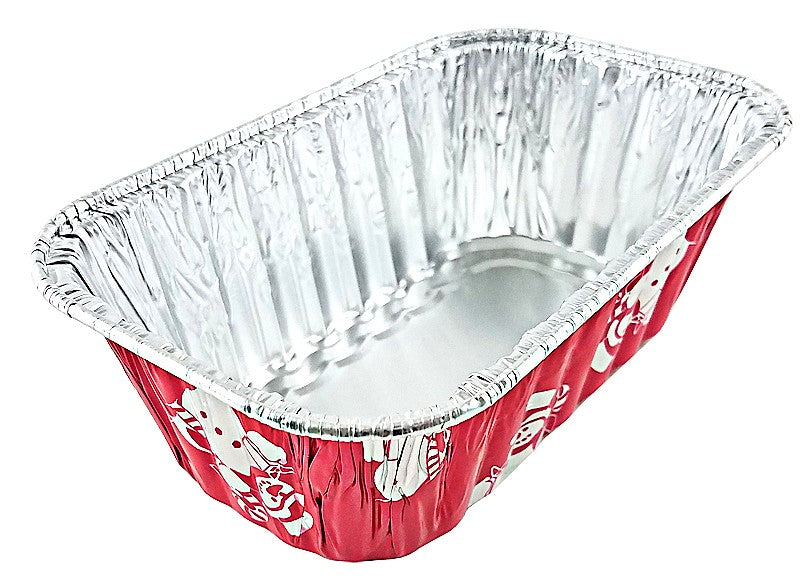 Handi-Foil 1 lb. Red Holiday Mini-Loaf Snowman Pan w/Clear High Dome Lid 50/PK