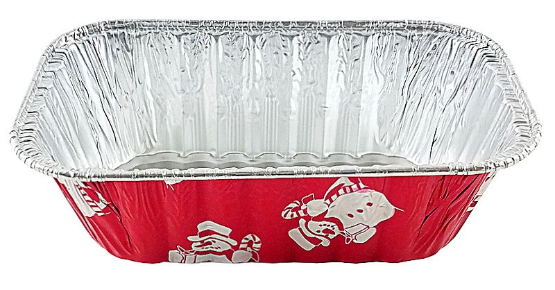 Handi-Foil 1 lb. Red Holiday Mini-Loaf Snowman Pan (NO LIDS) 50/PK