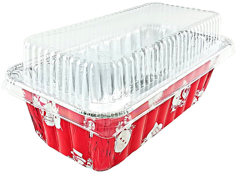 Handi-Foil 2 lb. Red Holiday Snowman Loaf Bread Pan w/Low Dome Lid 50/PK